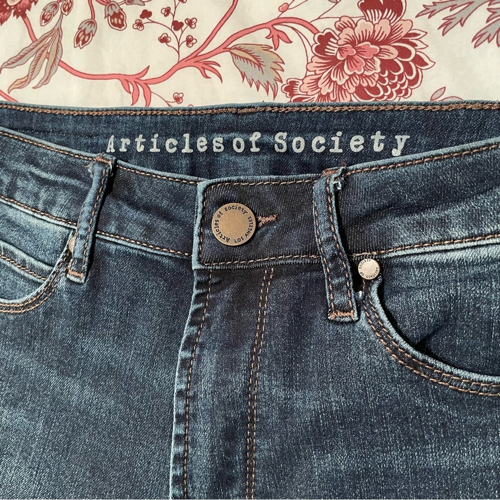 NWOT Articles of Society Suzy Dark Wash Fray Hem Ankle Crop Skinny Jeans Size 25 - Picture 4 of 9